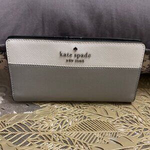 Kate Spade New York Nimbus Grey Multi Large Slim Bifold Leather Wallet
